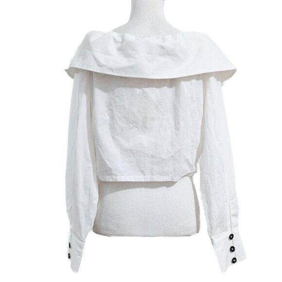 NWT: Anthropologie Maeve Cropped Tie Front Blouse - Picture 4 of 11